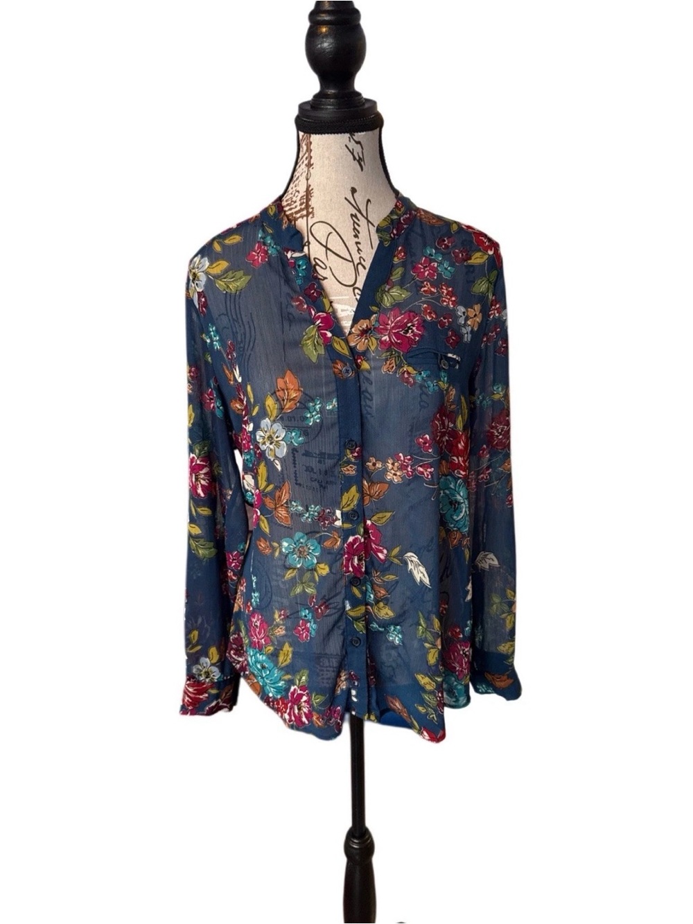 Kut from the cloth Floral Button-Front Blouse - Navy